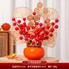 Adornos de Flores Simuladas en Maceta Caqui Caqui Ruyi Jarrón de Cerámica Artesanías Adornos Decoraciones de Escritorio para Sala de Estar Artificiales de Alta Calidad