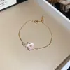 Doce e delicado, pulseira de flor em zircônia de acetato rosa, fresca e doce, joia com sensação de luxo leve e de alta qualidade