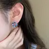 Pendientes Ovalados Huecos Geométricos de Zircón Azul Amor para Mujer, Diseño de Nicho, Pendientes de Tendencia de Moda Personalizados