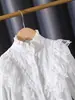 Camisas de Manga Larga de Alta Gama para Niñas 2025 Primavera y Otoño Nuevo Estilo Moda para Niños Algodón Puro Encaje Cuello Alto Tops de Princesa