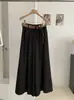 KEKEZOON pantalones culotte anchos elegantes y minimalistas para mujer, de cintura alta, adelgazantes, de corte holgado, largos, con cinturón, 8640