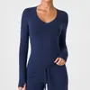 Camiseta Deportiva de Yoga de Manga Larga con Cuello en V para Mujer, Nuevo Estilo Otoño 2026, Camiseta Base Ajustada 'Pure Desire Hot Girl'