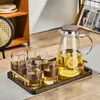 Juego de Vasos de Vidrio para el Hogar Taza de Bebida Hospitalidad Resistente a Altas Temperaturas Taza de Té Verde Antiescarchado Anillo de Madera Taza de Té China Lujo Accesible