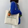 Bolso de Mano Estilo Japonés de Primavera y Verano Bolso de Gran Capacidad para Estudiantes para un Solo Hombro Bolso de Lona Simple de Tela Blanco Coreano