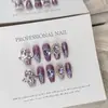 Hecho 100% a Mano Fotos Reales Arte de Uñas Pegatinas de Uñas Portátiles Hechas a Mano Producto Terminado Planeta Morado Diamante Morado Grande Tendencia Caliente Y2K Milenial