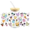 Mickey Mouse Transfer UV DTF Cristal Transparente Copo de Vidro com Adesivo 16oz Especial À Prova d'Água Resistente a Arranhões Atacado Transfronteiriço