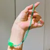 Colar de Quartizito Jadeíta Esmeralda Corrente da Clavícula