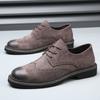 Zapatos de Hombre Brock para Primavera y Otoño Piel Genuina Zapatos de Vestir de Negocios Estilo Coreano Retro Británico Puntera Piel Zapatos Tendencia