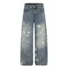 Jeans Personalizados con Salpicaduras de Pintura, Remaches y Pedrería para Hombre, Nuevo Estilo Otoño e Invierno, Pantalones Casuales Rectos de Pierna Ancha con Bloques de Color de Moda para Mujer