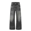 K5905 High Street Estilo Americano Unissex Tendência de Rua Rasgado Design de Bigodes Esfregados à Mão Jeans Retrô Micro-Flare Masculino