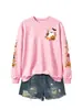 Amazon comércio exterior em estoque gato preto morcego gola redonda feminina manga longa abóbora moletom gola redonda com estampa no peito e design floral retrô