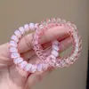 Elástico de Cabelo Colorido Transparente Estilo Coreano Ins para Mulheres, Fio de Telefone, Não Marca, Não Danifica o Cabelo, Acessório de Cabelo Simples e Sofisticado