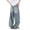 Jeans Lavados Desgastados Rasgados Estilo Callejero Americano para Hombre, Verano Rectos de Corte Holgado, Pantalones Largos de Moda High Street Europeo y Americano