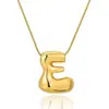 Collar con colgante de 26 letras del alfabeto inglés, chapado en cobre transfronterizo, oro real de 18k, liso, de burbuja de globo, gordito, lindo, versión Q