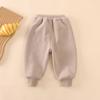 Calça Bebê Forrada com Fleece Espessa Outono e Inverno Nova Calça de Moletom Fleece Infantil Ollie Casual Quente Longa para Meninos e Meninas