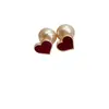 Pendientes de Terciopelo con Estampado de Leopardo Rojo en Forma de Corazón con Perlas, Doble Uso, Elegantes, Suaves, Versátiles, con un Toque de Lujo, Accesorios Populares para las Orejas