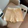 Shorts de Tricô Retro Simples com Cintura Elástica Estilo Coreano e Japonês para Mulheres, Peça Versátil de Primavera, Shorts Largos Bootcut Emagrecedores