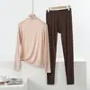 Conjunto de ropa de otoño talla grande 2026 otoño modal manga larga pantalón largo ropa para casa cuello semi-alto conjunto de camiseta básica