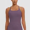 Top Regata Costas Lindas Cor Sólida com Bojo Alças Finas Costas nadador Roupa de Yoga Justo Secagem Rápida Top Fitness Feminino