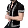 Camisa masculina simples transfronteiriça nova, legal, listrada, impressão digital 3D, casual, cardigã de manga curta havaiano, top