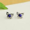 Pendientes de Plata S925 con Forma de Mariposa y Lapis Lázuli Ai Yu Pendientes de Piedra Azul Fabricante de Joyería al por Mayor S4042214