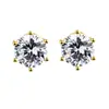 Pendientes de Plata de Ley 925 con Seis Garras y Circonita para Mujer Estilo Coreano Personalidad Simple Chapados en Oro de 18K Pendientes para Adelgazar el Rostro Redondo Joyería
