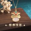 Accesorios de vestuario antiguos de estilo chino Hanfu 2022, collar antiguo con esmalte dorado y colgante de jade hetiano de imitación para mujer