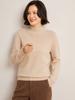 Suéter de Cashmere Feminino Gola Alta Meia-Calça Outono/Inverno 2025 Pulôver Versátil Malha de Lã Camada Interna Top