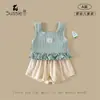 Conjunto de Niña 2026 Verano Nuevo Estilo Chaleco Versátil sin Mangas para Bebés y Niños Pequeños, Shorts Rectos Delgados Conjunto de Dos Piezas para Bebés Niñas