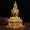 Pagode Bodhi multi-tamanho 21cm bronze dourado artefato de prática espiritual Bodhi banhado a ouro incrustado com pedras preciosas Shiritata Arita
