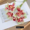 Ramo de 6 tallos de orquídea artificial para arreglo de escena, exhibición decorativa, arte floral, paisajismo de orquídeas de alta gama, flores artificiales