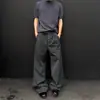 Pantalones Grises de Kendo con Pliegues, Corte A, Bordados, para Hombres y Mujeres, de Alta Gama, Caída Suelta, Pierna Ancha, Mezcla de Tejidos, Casual