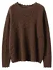 Novo suéter de cashmere outono e inverno para mulheres, blusa base de tricô com decote redondo vazado, suéter de cashmere casual moderno e versátil