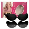 Talla Grande Mango Copa Busto Pegatina Algodón Nube Cepillo de Mano Pegamento Recogido Invisible Sin Costuras Sujetador Especial para Vestido de Novia con Tirantes