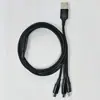 Cable de Datos Trenzado de Nailon de 1.2m Tres-En-Uno Adecuado para Apple Tipo-C Android Cable de Carga para Teléfono Móvil Carga Rápida