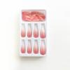 24 piezas transfronterizas, uñas con degradado de color rosa melocotón y almendra, uñas puntiagudas europeas y americanas, parche de uñas francés simple, comercio exterior exclusivo