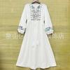 Vestido Bordado Primavera y Verano Nuevo Llegada Yunnan Lijiang Qinghai Estilo Étnico Algodón y Lino Vestido Bordado Vestido de Viaje para Playa