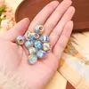 1 Serie Azul Cuentas de Agujero Grande Cuentas Redondas Hechas a Mano con Cuentas Resina Facetada Sueltas Accesorios para Joyería Venta al por Mayor