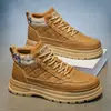 Nuevos Zapatos de Hombre de Otoño Transpirables Botas Altas Estilo Martin Tendencia Versátil para Hombre Suela Gruesa Botas de Trabajo Casuales Zapatos de Piel Botines
