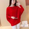 Novo Suéter Estilo Coreano Feminino Preguiçoso Manga Morcego Primavera e Outono Suéter Pulôver Feminino Solto Gola Cano Manga Longa