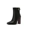 Fivela de cinto com nova combinação de cores, botas curtas, botas de cavaleiro europeu, botas de salto alto grosso, tamanhos grandes 40-50, botas de comércio exterior da Amazon