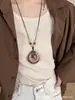 Collar Trenzado de Cuerda con Perlas de Piedra Natural para Mujer, Cadena para Clavícula de Piedra Ojo de Tigre Estilo Chino Nuevo Vintage, Accesorio Largo Colgante para el Cuello con Manchas
