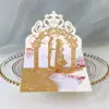 Renda de Casamento Pequeno Furo Laser Estéreo Cartão de Cumprimentos para Porta de Casamento Convite de Casamento Papel com Glitter Prata Convite de Noivado Estoque Pronto