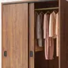 Guarda-roupa com portas de correr para uso doméstico em quartos, adequado para apartamentos de aluguel, de tamanho pequeno, moderno minimalista, armário na cor madeira maciça, guarda-roupa fácil de montar