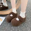 Pantuflas mullidas para aumentar la altura para personas bajas para mujer 2026 nuevo estilo de invierno con felpa para uso exterior sin talón de punta cerrada de algodón