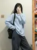 Camiseta Casual de Algodón Peinado Puro Pesado de Otoño Xinjiang Cuello Redondo Color Sólido Manga Larga Ajuste Holgado Capa Base Una Pieza Dropshipping