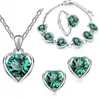 Cross-border Hot-selling Cristal Coração-formato Jóias terno Personalidade Feminina Coração-linguagem Colar Brincos Anel Pulseira Conjunto de Quatro peças