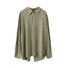 Camisa protectora del sol de estilo francés artístico Oufan para mujer, diseño de principios de otoño con abertura en la espalda, top tipo caftán 11441