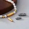 Cuentas espaciadoras largas personalizadas martilladas de plata de ley s925, accesorios para enhebrar DIY para pulseras y joyería de plata