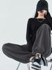 Pantalones de pierna ancha para mujer, pantalones deportivos de cintura alta para primavera y otoño, pantalones casuales deportivos rectos y holgados con forro polar de invierno para mujer